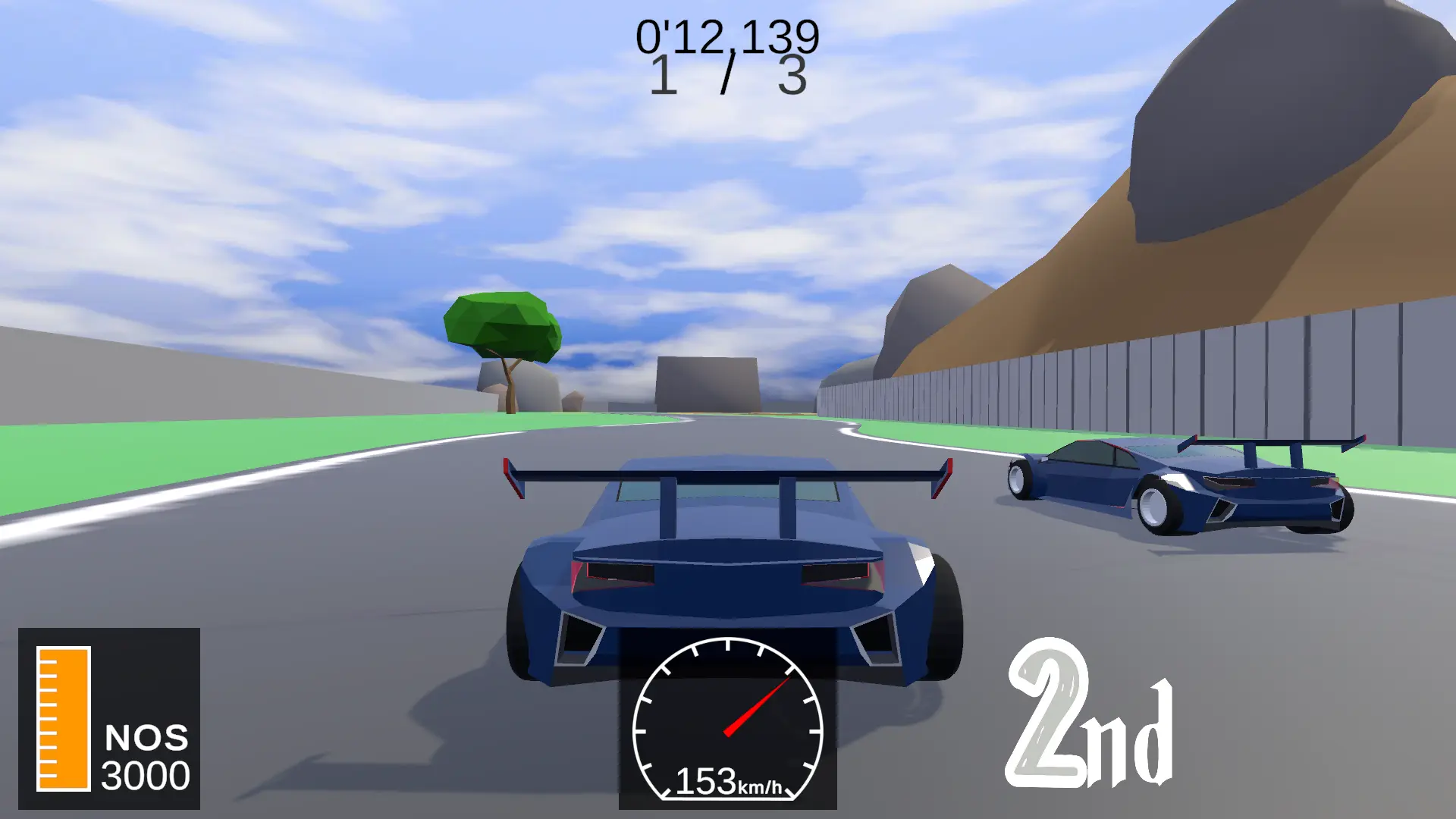 レーシングゲームのプレイ画面